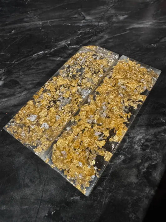 Silver and gold leaf casted knife scale set
